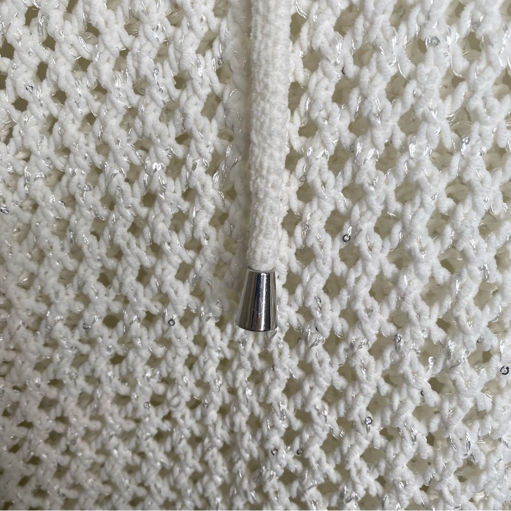 Joie Open Knit Crochet Hooded Sparkle Sweater in size M Ivory - Picture 9 of 15